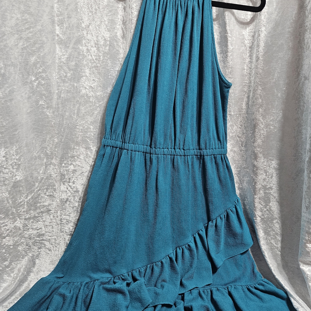 Michael Kors Turquoise Small halter style dress with silver chain straps